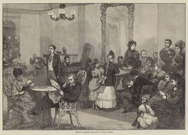 American Sketches, Hotel Life, Sunday Evening od Felix Regamey