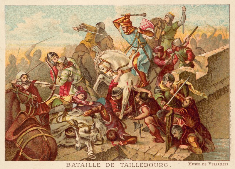 Bitva u Taillebourgu, Francie, 1242 (chromolitho) od Ferdinand Victor Eugene Delacroix