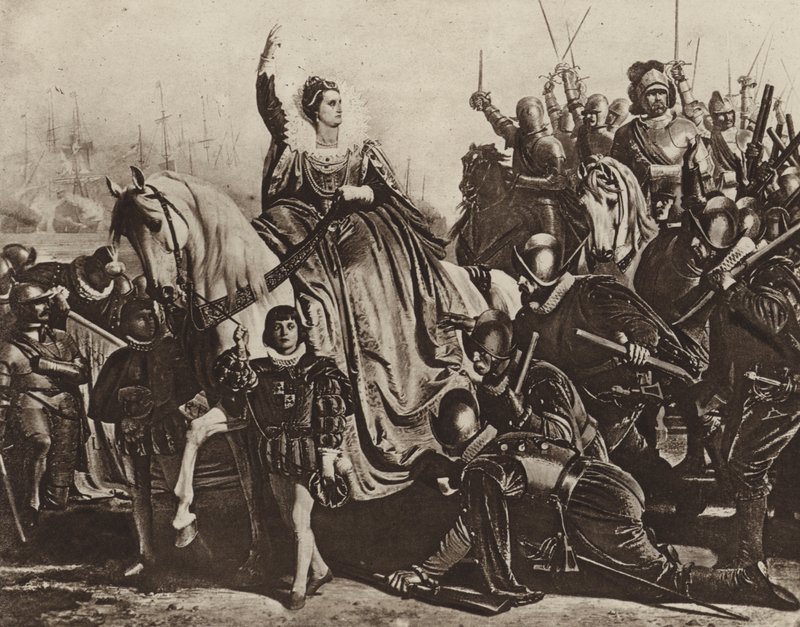 Královna Alžběta v Tilbury (hlubotisk) od Ferdinand II Piloty