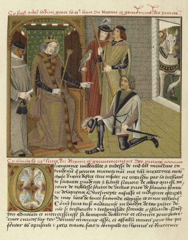 Stránka z Regime and Government of Princes od Flemish School