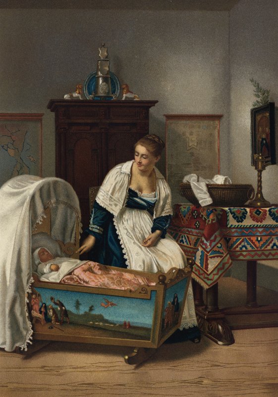Mladá matka (chromolitho) od Florent Willems