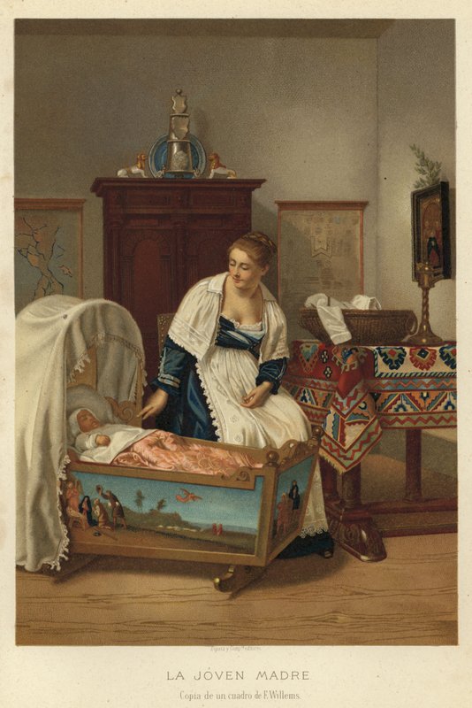 Mladá matka (chromolitho) od Florent Willems