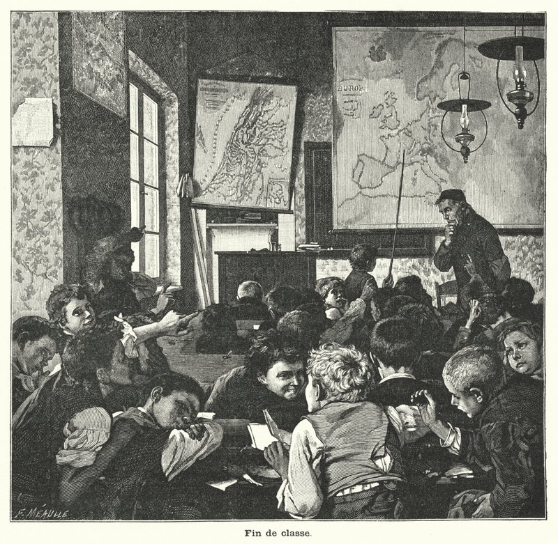 Konec třídy (rytina) od Fortune Louis Meaulle
