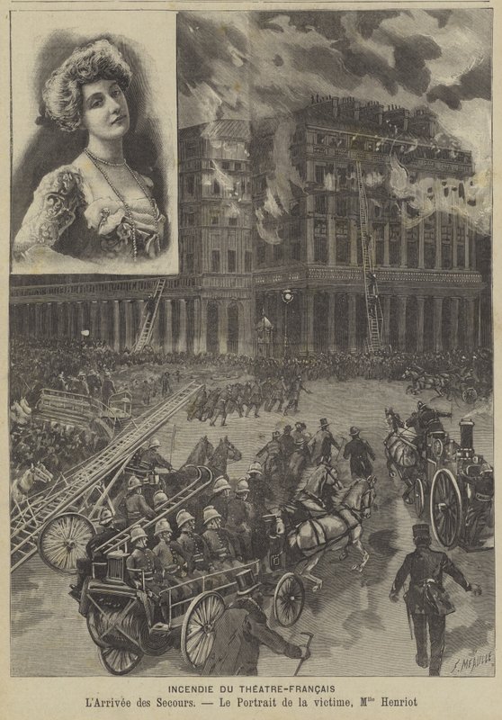 Požár v divadle-Francais v Paříži od Fortune Louis Meaulle