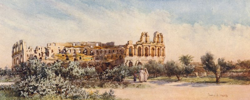 Římský amfiteátr, El Djem (barevná litografie) od Frances Nesbitt