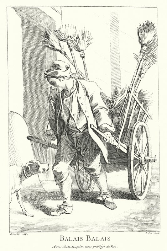 Prodejce koštěte (rytina) od Francois (after) Boucher
