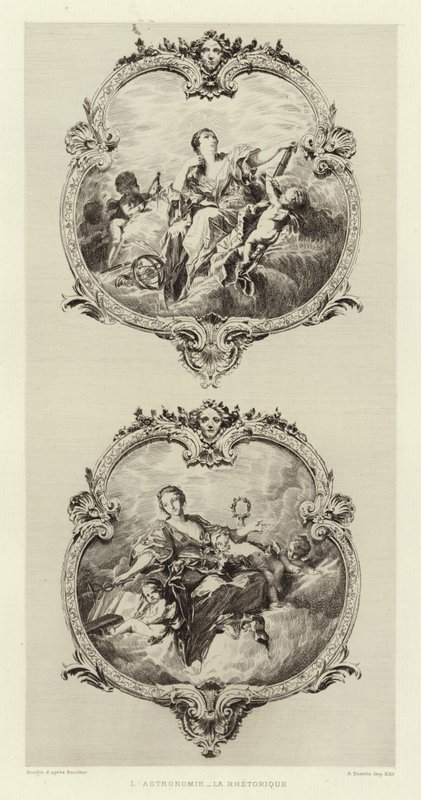 Astronomie, rétorika (rytina) od Francois (after) Boucher
