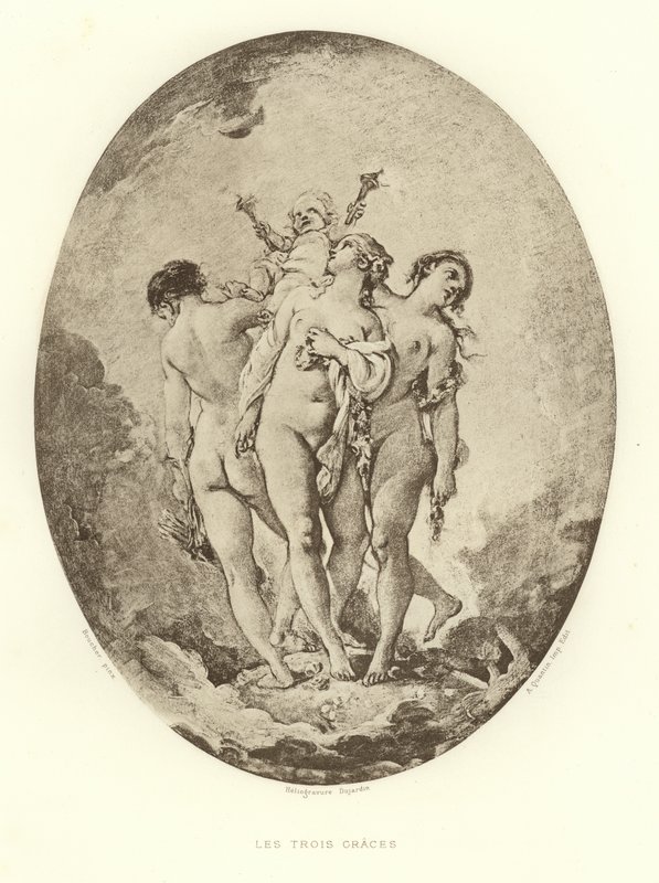 Tři Grácie (rytina) od Francois (after) Boucher