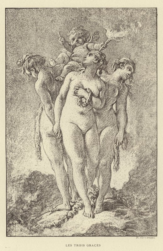 Tři Grácie (rytina) od Francois (after) Boucher