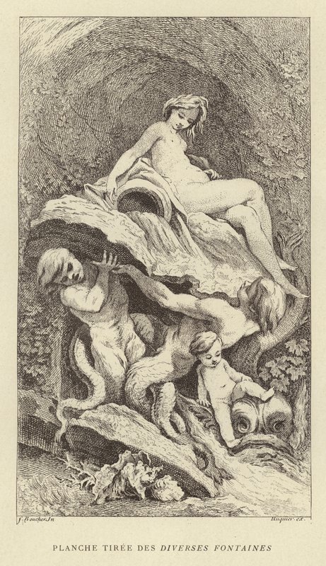 Talíř z různých fontán (rytina) od Francois (after) Boucher