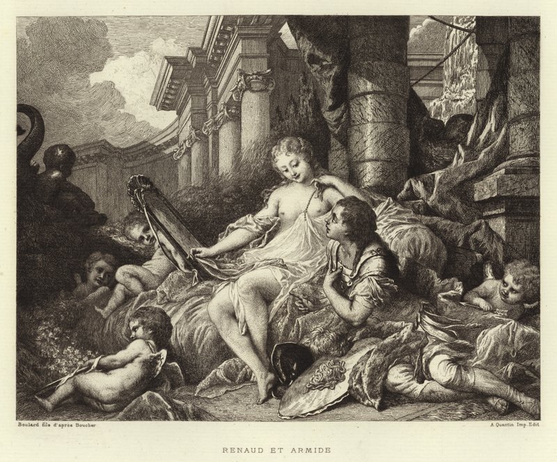 Renaud a Armide (rytina) od Francois (after) Boucher