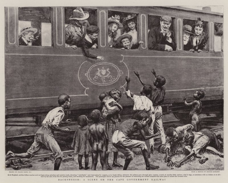 Backsheesh, scéna na Cape Government Railway od Frank Dadd