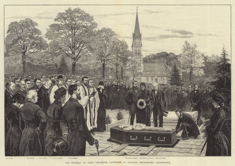 Pohřeb lorda Fredericka Cavendishe v Edensor Churchyard, Chatsworth od Frank Dadd