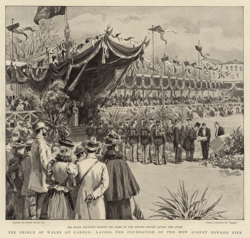 Princ z Walesu v Cannes, který položil základy nového mola Alberta Edwarda od Frank Dadd
