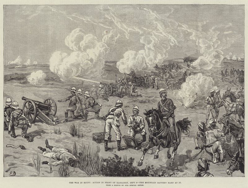 Válka v Egyptě, akce před Kasásinem, 9. září, horská baterie v akci od Frank Dadd