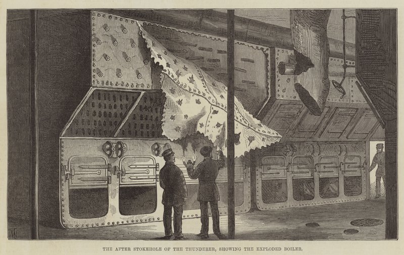 The After Stokehole of the Thunderer, zobrazující Exploded Boiler od Frank Watkins
