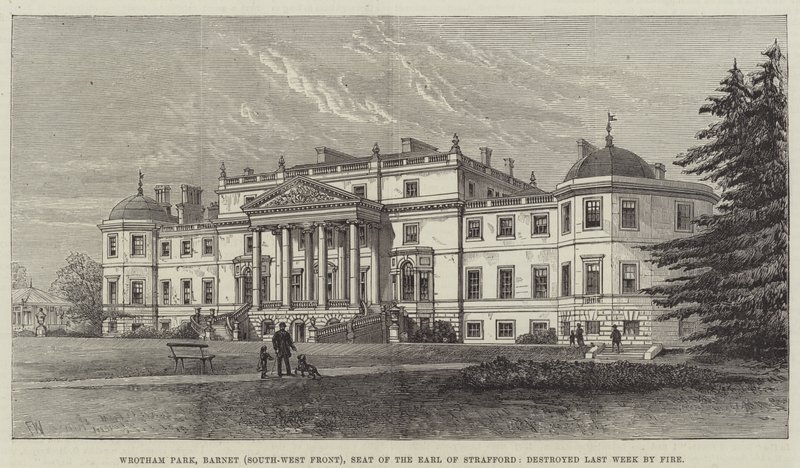 Wrotham Park, Barnet (jihozápadní fronta), sídlo hraběte ze Straffordu, zničen minulý týden požárem od Frank Watkins