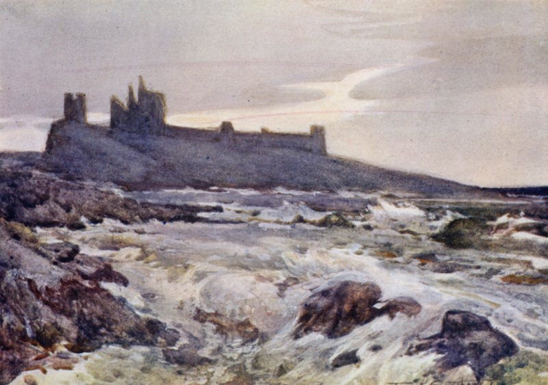 Hrad Dunstanburgh (barevné lito) od Frank Southgate