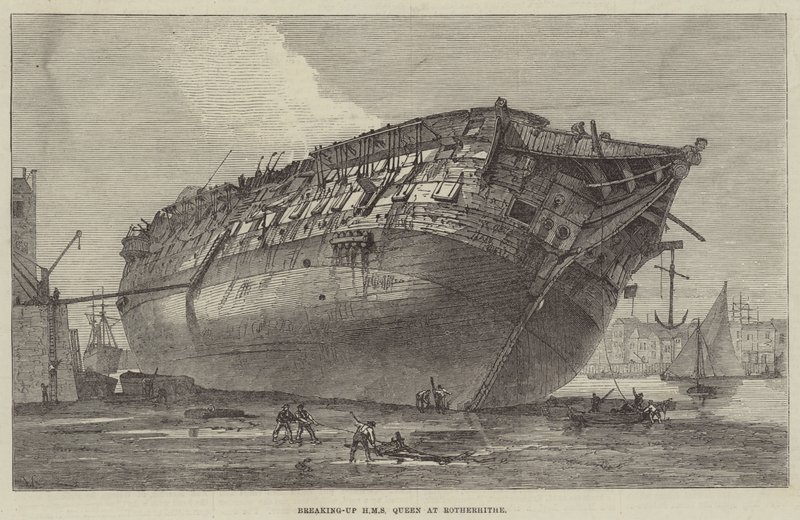 Rozbití HMS Queen v Rotherhithe od Frank Watkins