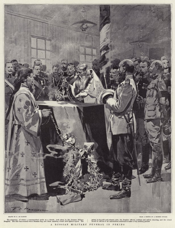 Ruský vojenský pohřeb v Pekingu od Frederic de Haenen