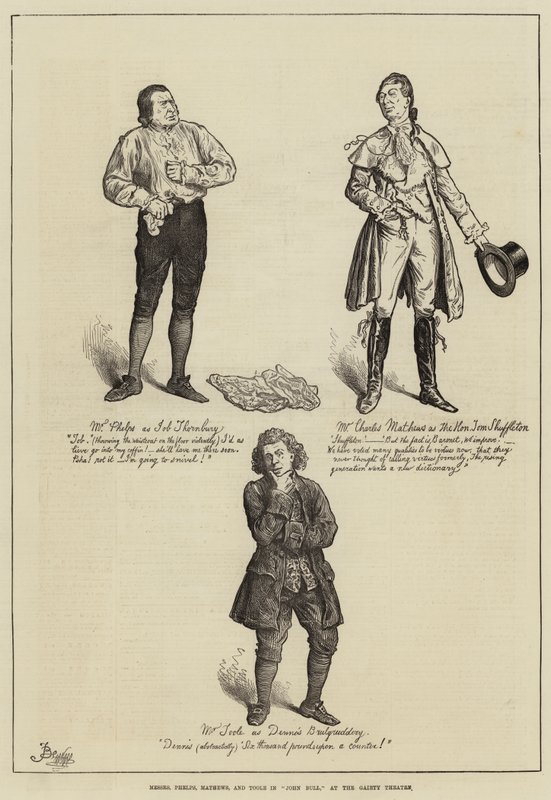Messers Phelps, Mathews a Toole ve filmu John Bull v divadle Gaiety od Frederick Barnard