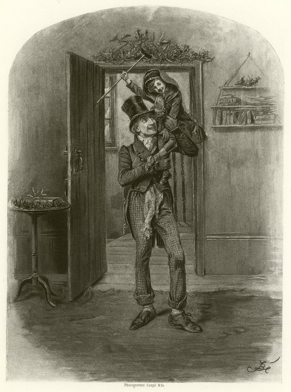 Bob Cratchit a Tiny Tim (hlubotisk) od Frederick Barnard
