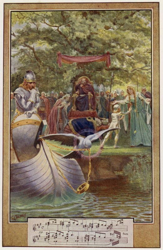 Odchod Lohengrina (barevné lito) od Frederick Colin Tilney