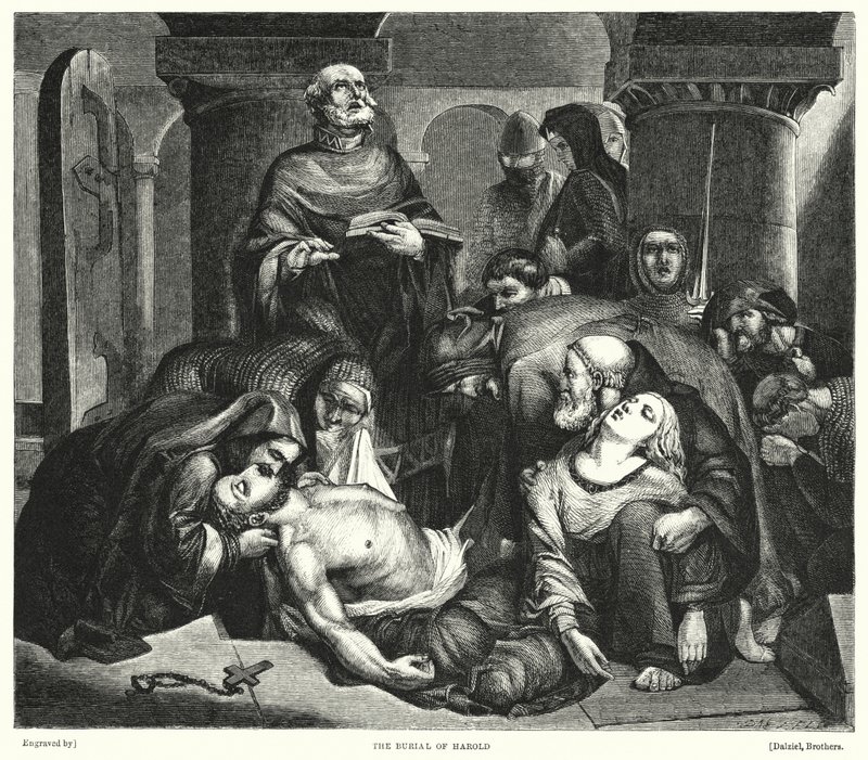 Pohřeb Harolda (rytina) od Frederick Richard Pickersgill