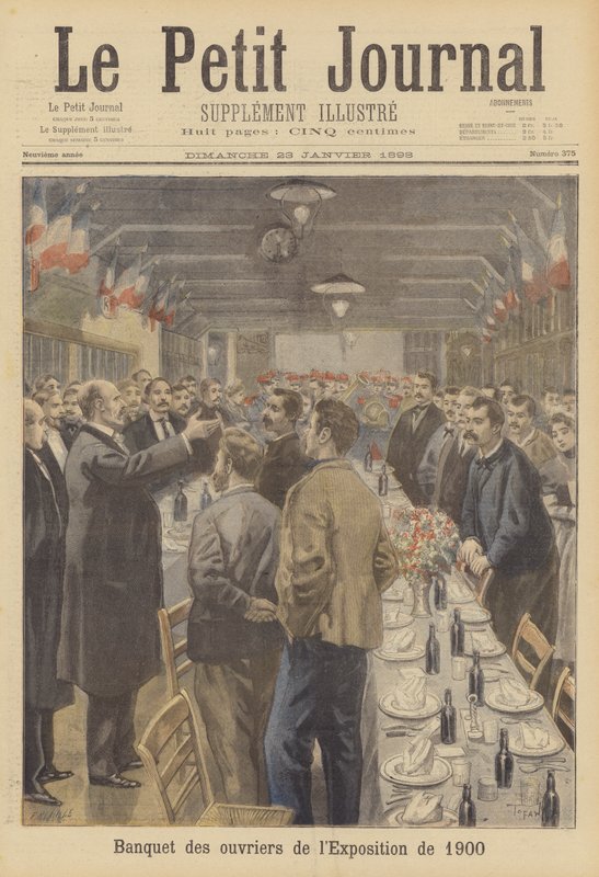 Banket pro pracovníky připravující místo Světové výstavy z roku 1900 v Paříži od French School