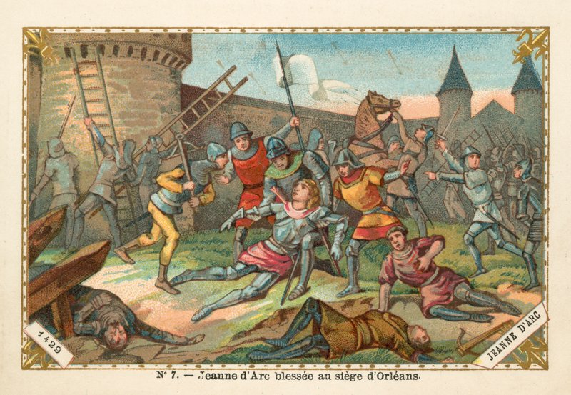 Johanka z Arku zraněná při obléhání Orleansu, 1429 od French School