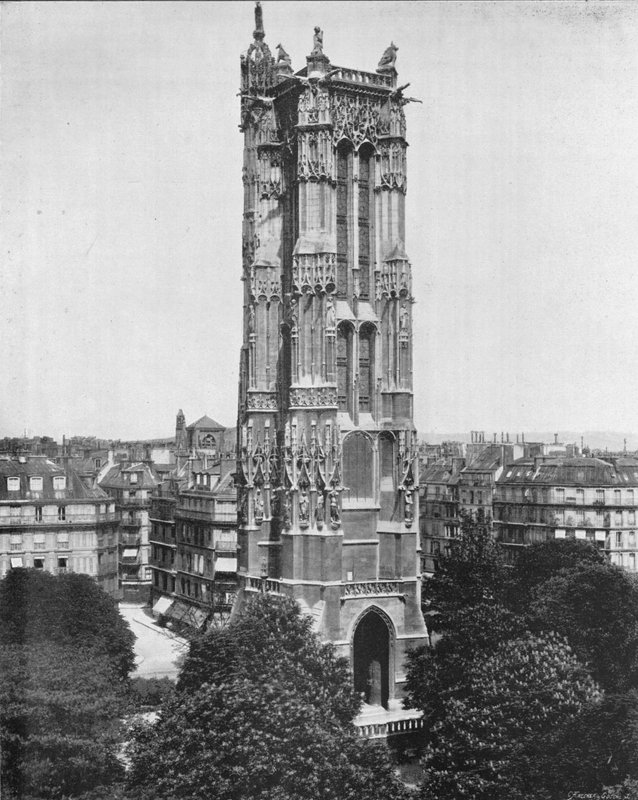 Paříž – Saint-Jacques Tower (černobílá fotografie) od French Photographer