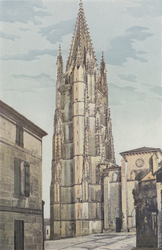 Saintes, kostel Saint-Eutrope, zvonice a fasáda O od French Photographer