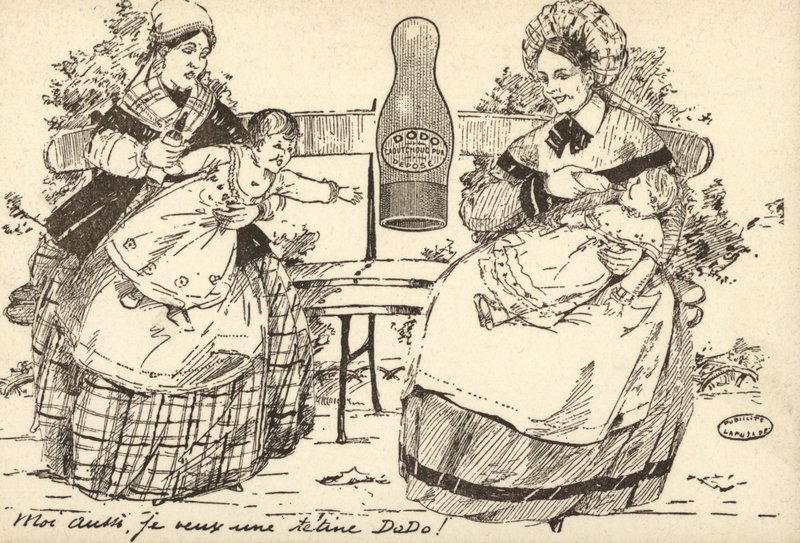 Reklama na dětskou láhev (litho) od French School