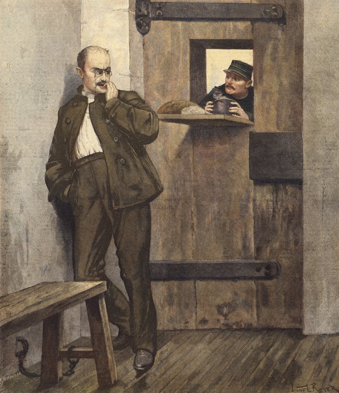 Alfred Dreyfus ve své vězeňské cele od French School