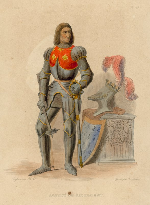 Arthus de Richemont (barevná rytina) od French School