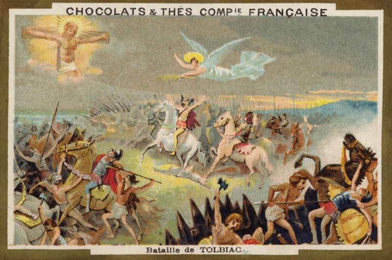 Bitva o Tolbiac (chromolitho) od French School