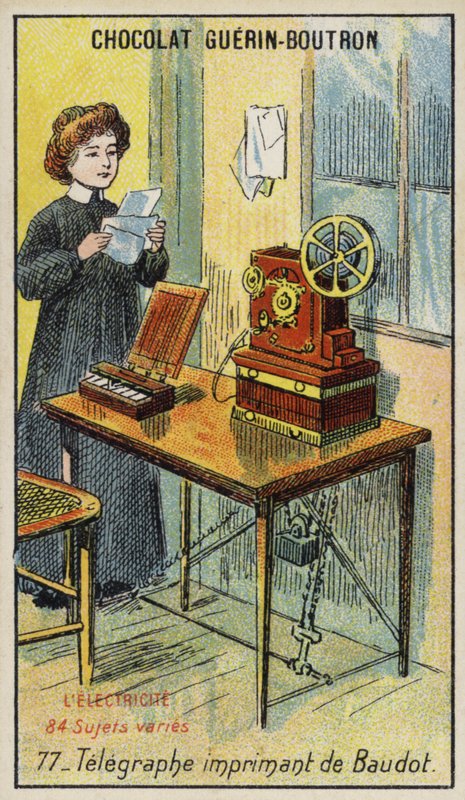 Baudotův tiskařský telegraf (chromolitho) od French School