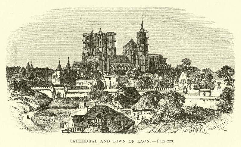 Katedrála a město Laon od French School