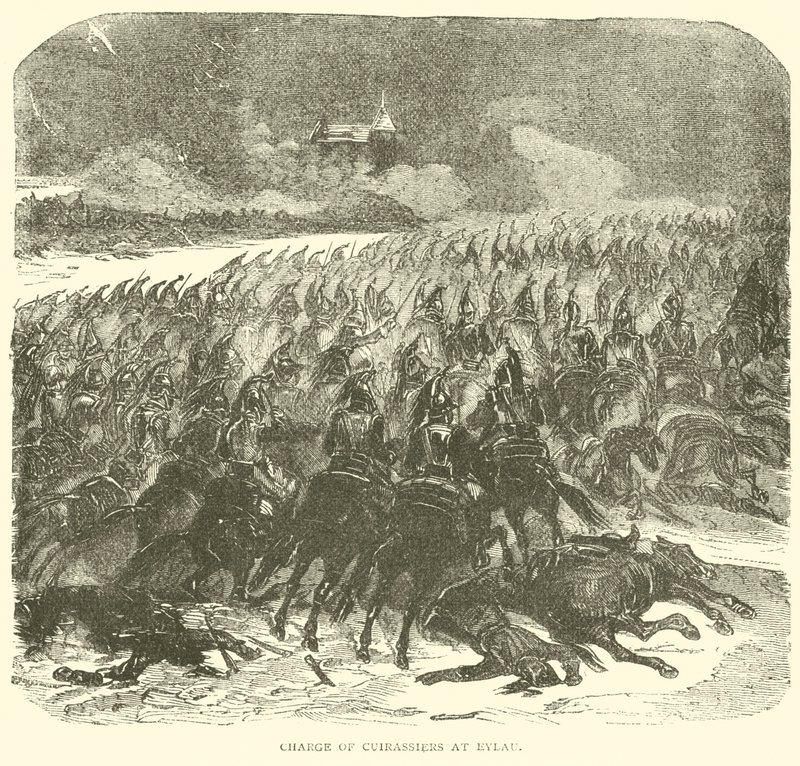 Charge of Cuirassiers at Eylau (rytina) od French School