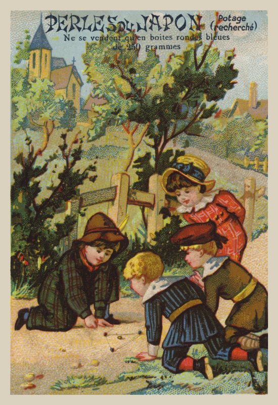 Děti hrající si kuličky (chromolitho) od French School