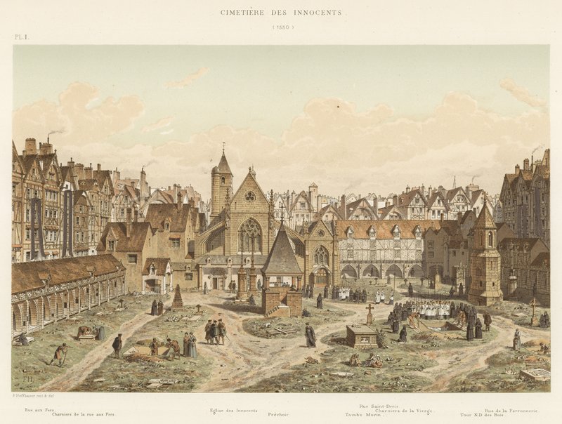 Hřbitov nevinných, 1550 od French School