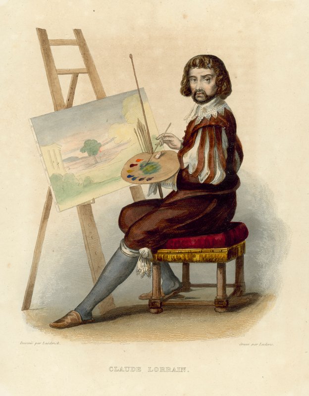 Claude Lorrain (barevná rytina) od French School