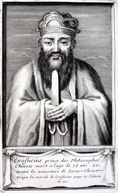 Konfucius, starověký čínský filozof (rytina) od French School