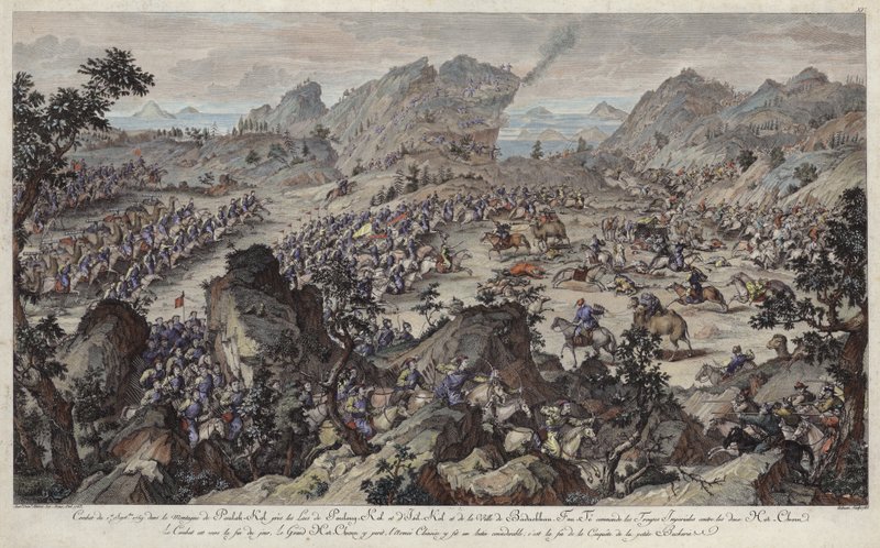 Conquest of Little Buckarie (barevná rytina) od French School