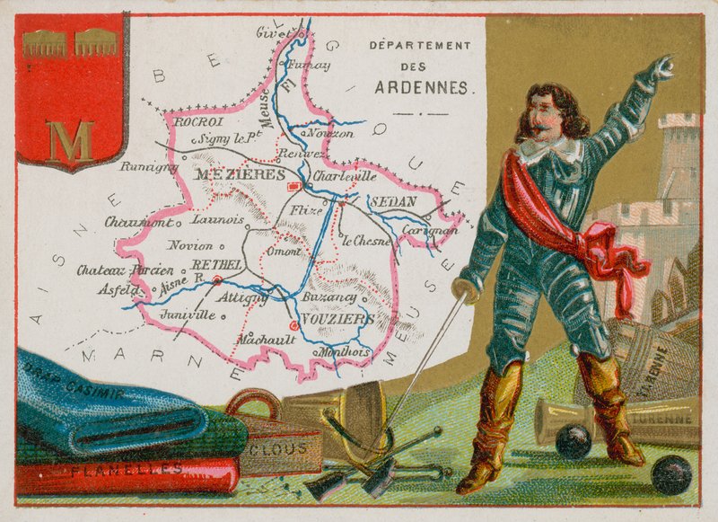 Departement Ardeny v severovýchodní Francii od French School