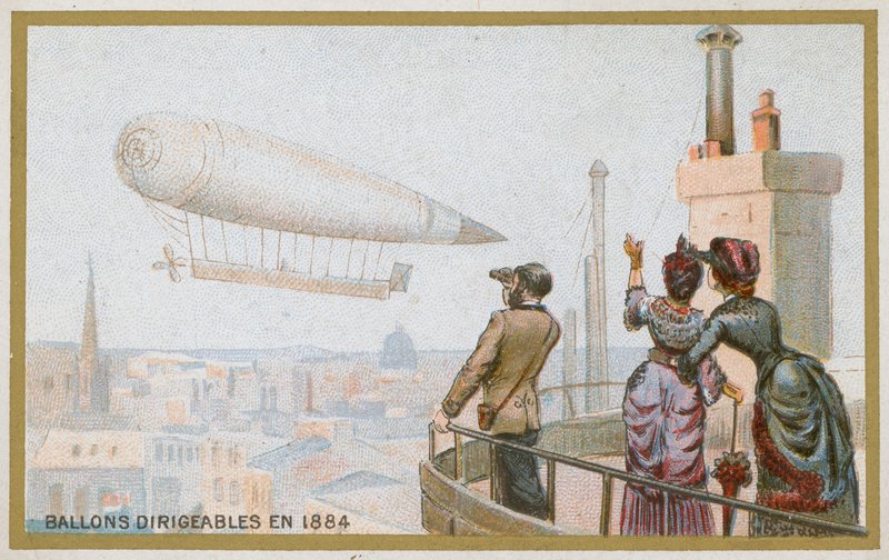 Říditelná vzducholoď v roce 1884 od French School