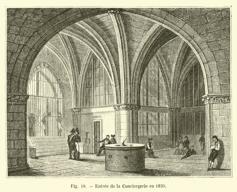 Vchod do Conciergerie v roce 1830 od French School