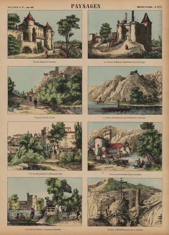 Evropské scény (barevné rytí) od French School