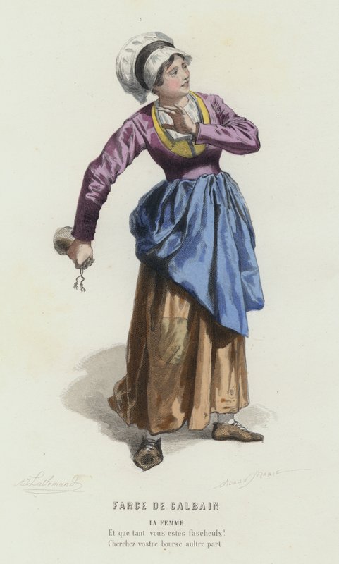 Farce De Calbain (barevná rytina) od French School