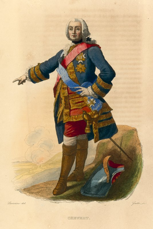 Francois de Chevert (barevná rytina) od French School